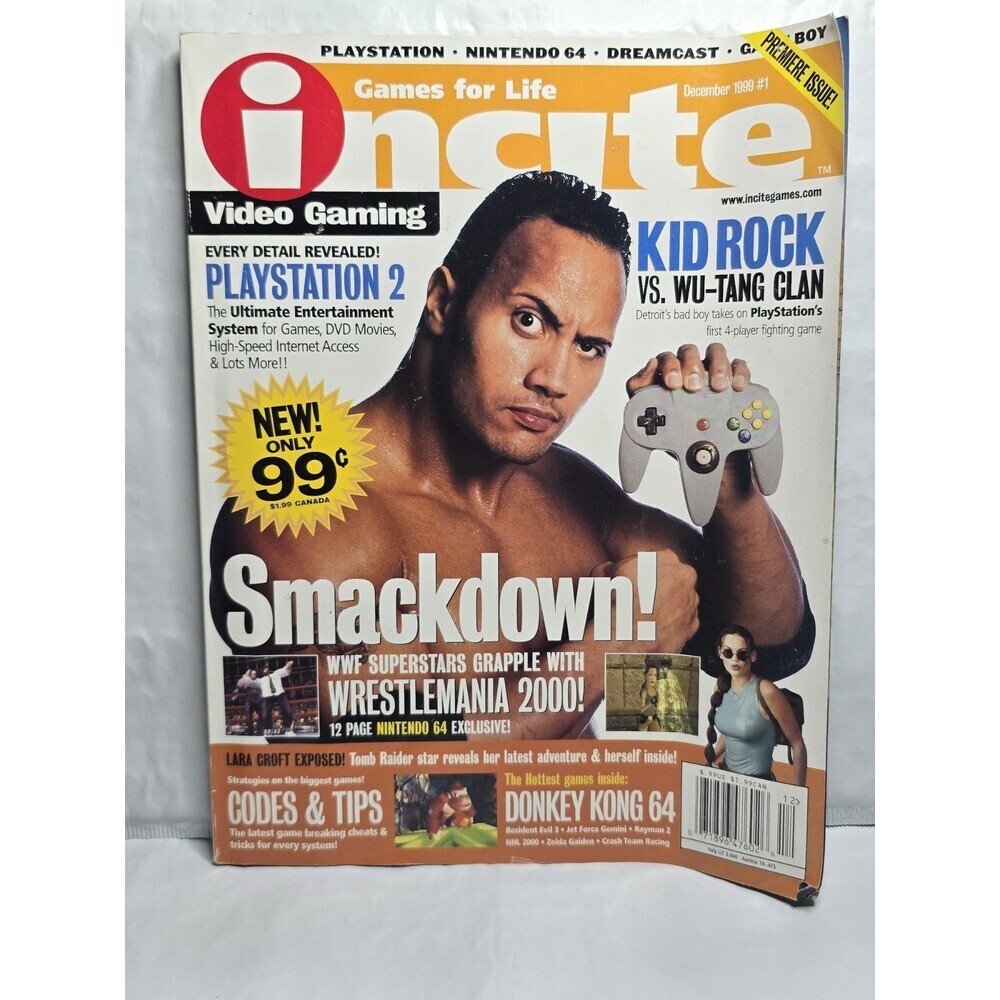 Incite Video Gaming Magazine Dec 1999 Smackdown Dwayne Rock Johnson & Kid Rock